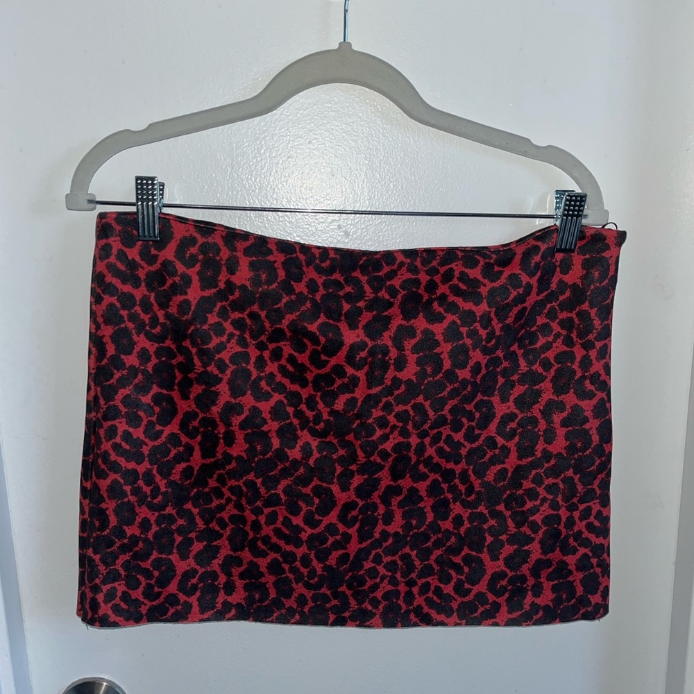 Princess Polly Red and Black Leopard Mini Skirt